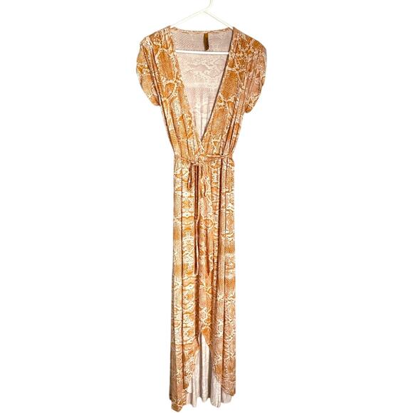 Rachel Pally Maxi Wrap Tie Dress Snakeskin Animal Print Size Small - Picture 3 of 7